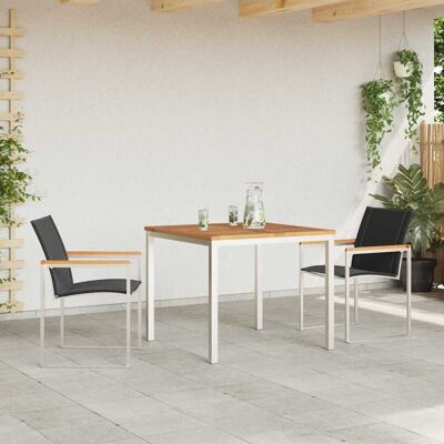 vidaXL Garten Essgruppe 3 pcs Massives Akazienholz und Edelstahl vidaXL Garten Essgruppe 3 pcs Massives Akazienholz und Edelstahl