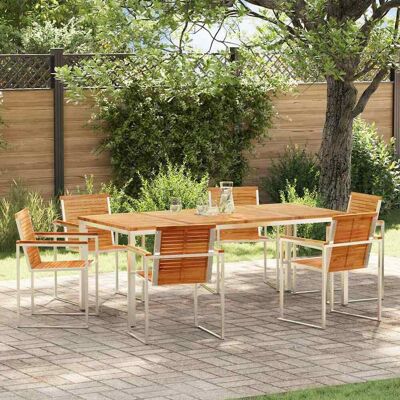 vidaXL Garten Essgruppe 7 pcs Massives Teakholz und Edelstahl vidaXL Garten Essgruppe 7 pcs Massives Teakholz und Edelstahl