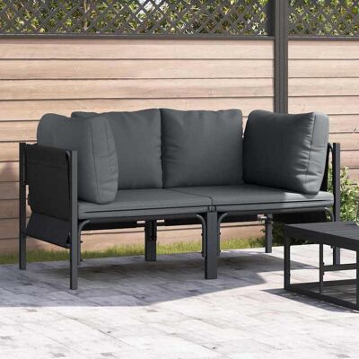 vidaXL Gartenmöbel mit Kissen 2 Stück Anthrazit 80 x 80 x 71 cm Stahl vidaXL Gartenmöbel mit Kissen 2 Stück Anthrazit 80 x 80 x 71 cm Stahl