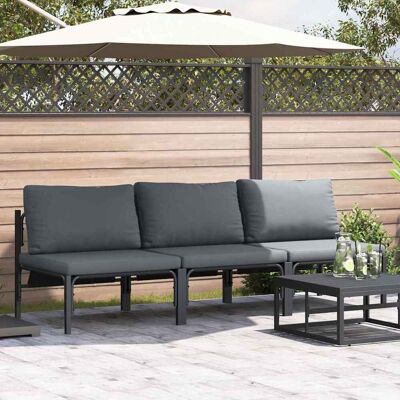 vidaXL Gartenmöbel mit Kissen 3 Stück Anthrazit 80 x 80 x 71 cm Stahl vidaXL Gartenmöbel mit Kissen 3 Stück Anthrazit 80 x 80 x 71 cm Stahl