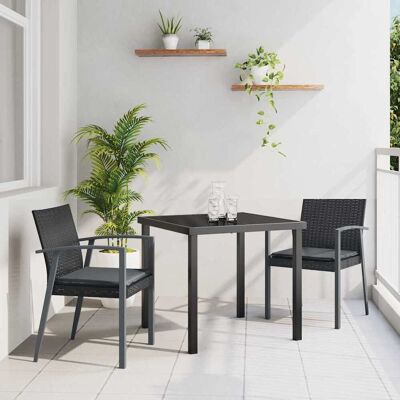 vidaXL Garten Essgruppe 3 pcs Schwarz und Grau PE-Rattan vidaXL Garten Essgruppe 3 pcs Schwarz und Grau PE-Rattan