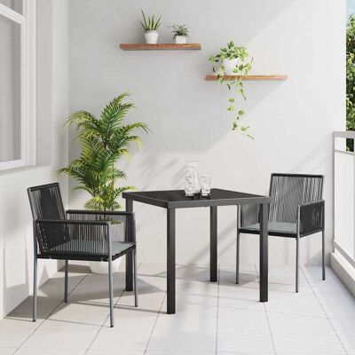 vidaXL Garten Essgruppe 3 pcs Schwarz PE-Rattan vidaXL Garten Essgruppe 3 pcs Schwarz PE-Rattan