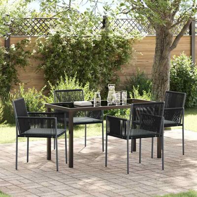 vidaXL Garten Essgruppe 5 pcs Schwarz PE-Rattan vidaXL Garten Essgruppe 5 pcs Schwarz PE-Rattan