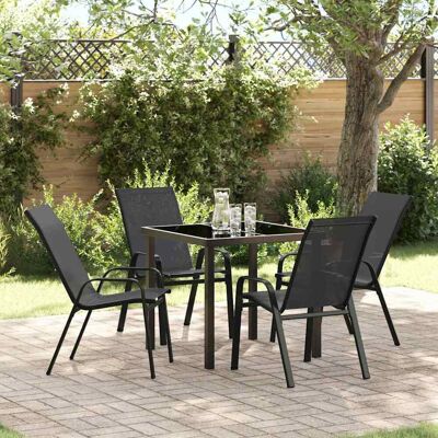 vidaXL Garten Essgruppe 5 pcs Schwarz Pulverbeschichteter Stahl vidaXL Garten Essgruppe 5 pcs Schwarz Pulverbeschichteter Stahl