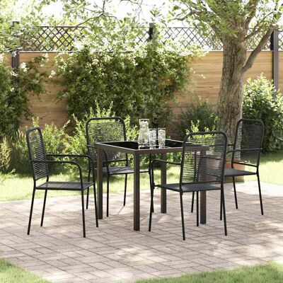 vidaXL Garten Essgruppe 5 pcs Schwarz Pulverbeschichteter Stahl vidaXL Garten Essgruppe 5 pcs Schwarz Pulverbeschichteter Stahl