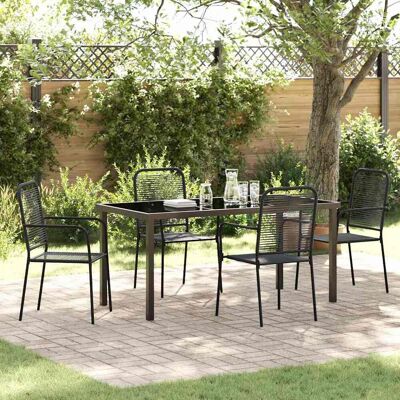 vidaXL Garten Essgruppe 5 pcs Schwarz Pulverbeschichteter Stahl vidaXL Garten Essgruppe 5 pcs Schwarz Pulverbeschichteter Stahl