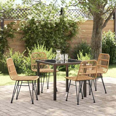 vidaXL Garten Essgruppe 5 pcs Braun Pulverbeschichteter Stahl vidaXL Garten Essgruppe 5 pcs Braun Pulverbeschichteter Stahl