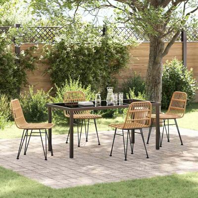 vidaXL Garten Essgruppe 5 pcs Braun Pulverbeschichteter Stahl vidaXL Garten Essgruppe 5 pcs Braun Pulverbeschichteter Stahl