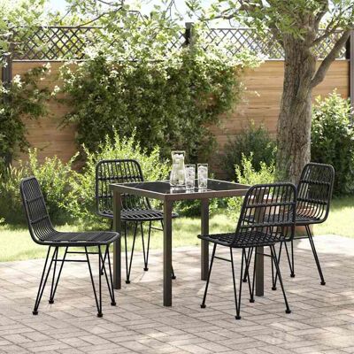 vidaXL Garten Essgruppe 5 pcs Schwarz Pulverbeschichteter Stahl vidaXL Garten Essgruppe 5 pcs Schwarz Pulverbeschichteter Stahl