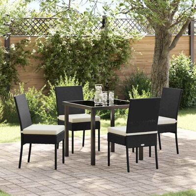 vidaXL Garten Essgruppe 5 pcs Schwarz Pulverbeschichteter Stahl vidaXL Garten Essgruppe 5 pcs Schwarz Pulverbeschichteter Stahl