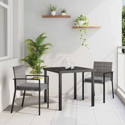 vidaXL Garten Essgruppe 3 pcs Grau Pulverbeschichteter Stahl vidaXL Garten Essgruppe 3 pcs Grau Pulverbeschichteter Stahl