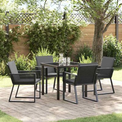 vidaXL Garten Essgruppe 5 pcs Schwarz Pulverbeschichteter Stahl vidaXL Garten Essgruppe 5 pcs Schwarz Pulverbeschichteter Stahl