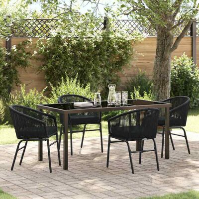 vidaXL Garten Essgruppe 5 pcs Schwarz Pulverbeschichteter Stahl vidaXL Garten Essgruppe 5 pcs Schwarz Pulverbeschichteter Stahl