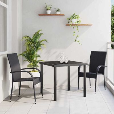 Vidaxl Gartentisch-Set - 3 Teile Schwarz - Robuste Outdoor-Möbel Vidaxl Gartentisch-Set - 3 Teile Schwarz - Robuste Outdoor-Möbel