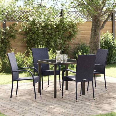 Schwarzes Gartentisch-Set - 4 Stühle & Tisch für Außen Schwarzes Gartentisch-Set - 4 Stühle & Tisch für Außen
