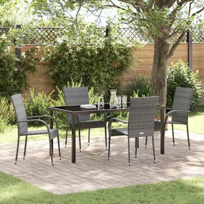 vidaXL Garten Essgruppe 5 pcs Grau Pulverbeschichteter Stahl vidaXL Garten Essgruppe 5 pcs Grau Pulverbeschichteter Stahl