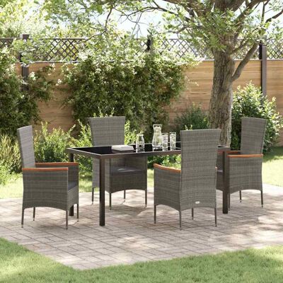 vidaXL Garten Essgruppe 5 pcs Grau Pulverbeschichteter Stahl vidaXL Garten Essgruppe 5 pcs Grau Pulverbeschichteter Stahl