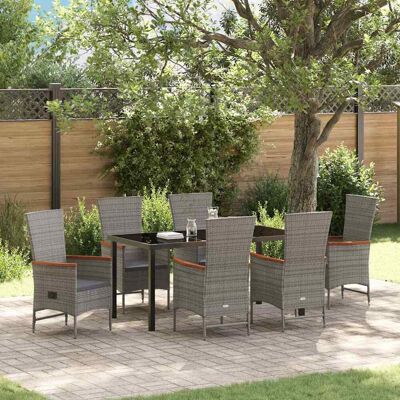 vidaXL Garten Essgruppe mit Kissen 7 pcs Grau Poly-Rattan vidaXL Garten Essgruppe mit Kissen 7 pcs Grau Poly-Rattan