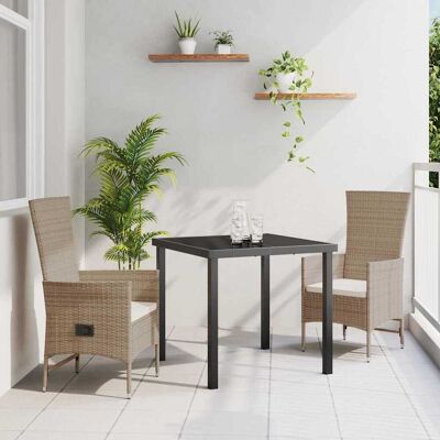 vidaXL Garten Essgruppe mit Kissen 3 pcs Beige Poly-Rattan vidaXL Garten Essgruppe mit Kissen 3 pcs Beige Poly-Rattan