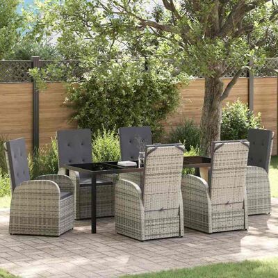 vidaXL Garten Essgruppe mit Kissen 7 pcs Grau Poly-Rattan vidaXL Garten Essgruppe mit Kissen 7 pcs Grau Poly-Rattan