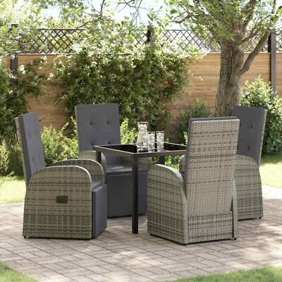 vidaXL Garten Essgruppe mit Kissen 5 pcs Grau Poly-Rattan vidaXL Garten Essgruppe mit Kissen 5 pcs Grau Poly-Rattan