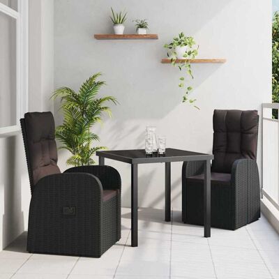 vidaXL Garten Essgruppe mit Kissen 3 pcs Schwarz Poly-Rattan vidaXL Garten Essgruppe mit Kissen 3 pcs Schwarz Poly-Rattan