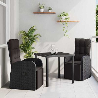 vidaXL Garten Essgruppe mit Kissen 3 pcs Schwarz Poly-Rattan vidaXL Garten Essgruppe mit Kissen 3 pcs Schwarz Poly-Rattan