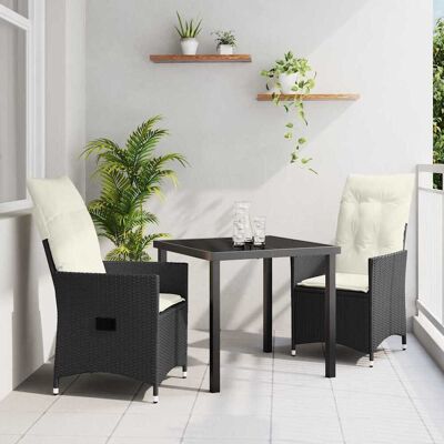 vidaXL Garten Essgruppe mit Kissen 3 pcs Schwarz Poly-Rattan vidaXL Garten Essgruppe mit Kissen 3 pcs Schwarz Poly-Rattan