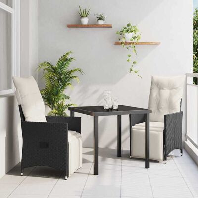 vidaXL Garten Essgruppe mit Kissen 3 pcs Schwarz Poly-Rattan vidaXL Garten Essgruppe mit Kissen 3 pcs Schwarz Poly-Rattan