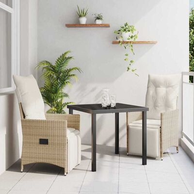 vidaXL Garten Essgruppe mit Kissen 3 pcs Beige Poly-Rattan vidaXL Garten Essgruppe mit Kissen 3 pcs Beige Poly-Rattan
