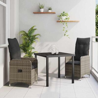 vidaXL Garten Essgruppe 3 pcs Grau Poly-Rattan vidaXL Garten Essgruppe 3 pcs Grau Poly-Rattan