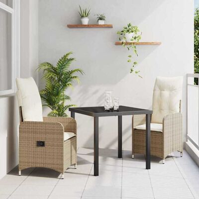 vidaXL Garten Essgruppe 3 pcs Beige Poly-Rattan vidaXL Garten Essgruppe 3 pcs Beige Poly-Rattan