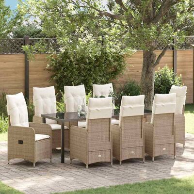vidaXL Garten Essgruppe 9 pcs Beige Poly-Rattan vidaXL Garten Essgruppe 9 pcs Beige Poly-Rattan