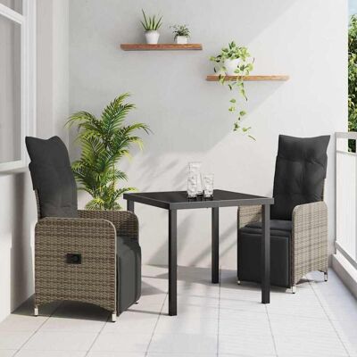 vidaXL Garten Essgruppe 3 pcs Grau Poly-Rattan vidaXL Garten Essgruppe 3 pcs Grau Poly-Rattan
