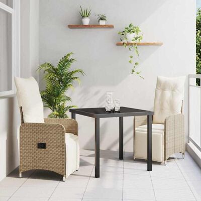 vidaXL Garten Essgruppe 3 pcs Beige Poly-Rattan vidaXL Garten Essgruppe 3 pcs Beige Poly-Rattan