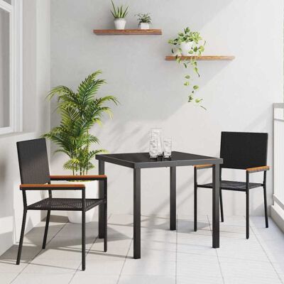 vidaXL Garten Essgruppe mit Kissen 3 pcs Schwarz Poly-Rattan vidaXL Garten Essgruppe mit Kissen 3 pcs Schwarz Poly-Rattan