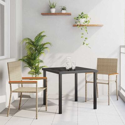 vidaXL Garten Essgruppe mit Kissen 3 pcs Beige Poly-Rattan vidaXL Garten Essgruppe mit Kissen 3 pcs Beige Poly-Rattan