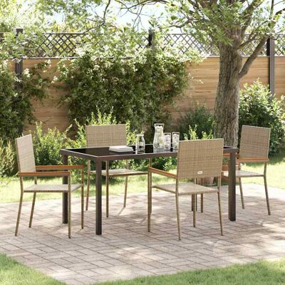 vidaXL Garten Essgruppe mit Kissen 5 pcs Beige Poly-Rattan vidaXL Garten Essgruppe mit Kissen 5 pcs Beige Poly-Rattan