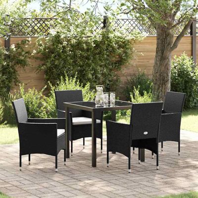 vidaXL Garten Essgruppe mit Kissen 5 pcs Schwarz Poly-Rattan vidaXL Garten Essgruppe mit Kissen 5 pcs Schwarz Poly-Rattan