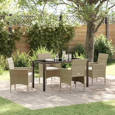 vidaXL Garten Essgruppe mit Kissen 5 pcs Beige Poly-Rattan vidaXL Garten Essgruppe mit Kissen 5 pcs Beige Poly-Rattan