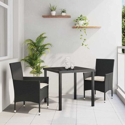 vidaXL Garten Essgruppe mit Kissen 3 pcs Schwarz Poly-Rattan vidaXL Garten Essgruppe mit Kissen 3 pcs Schwarz Poly-Rattan