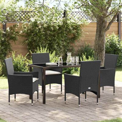 vidaXL Garten Essgruppe mit Kissen 5 pcs Schwarz Poly-Rattan vidaXL Garten Essgruppe mit Kissen 5 pcs Schwarz Poly-Rattan