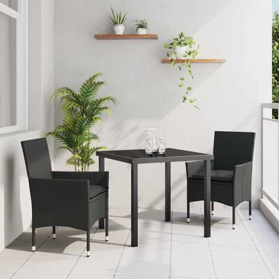 vidaXL Garten Essgruppe mit Kissen 3 pcs Schwarz Poly-Rattan vidaXL Garten Essgruppe mit Kissen 3 pcs Schwarz Poly-Rattan