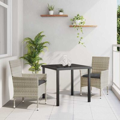 vidaXL Garten Essgruppe mit Kissen 3 pcs Hellgrau Poly-Rattan vidaXL Garten Essgruppe mit Kissen 3 pcs Hellgrau Poly-Rattan