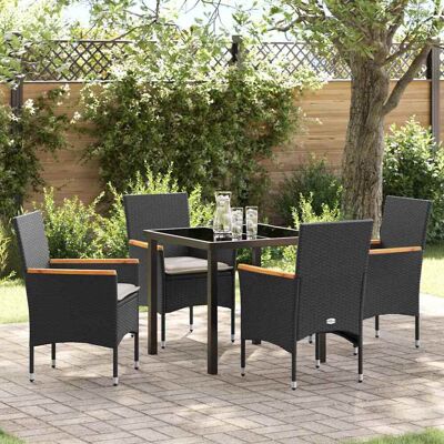 vidaXL Garten Essgruppe mit Kissen 5 pcs Schwarz Poly-Rattan vidaXL Garten Essgruppe mit Kissen 5 pcs Schwarz Poly-Rattan