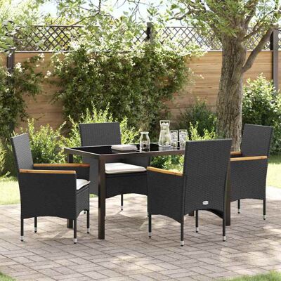 vidaXL Garten Essgruppe mit Kissen 5 pcs Schwarz Poly-Rattan vidaXL Garten Essgruppe mit Kissen 5 pcs Schwarz Poly-Rattan
