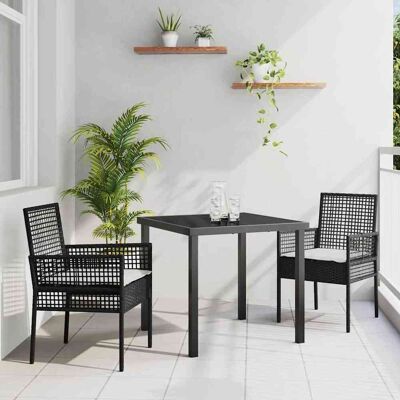 vidaXL Garten Essgruppe mit Kissen 3 pcs Schwarz Poly-Rattan vidaXL Garten Essgruppe mit Kissen 3 pcs Schwarz Poly-Rattan