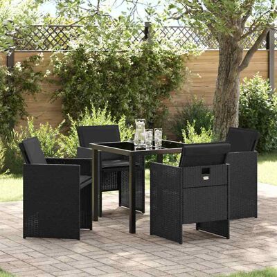 vidaXL Garten Essgruppe mit Kissen 5 pcs Schwarz Poly-Rattan vidaXL Garten Essgruppe mit Kissen 5 pcs Schwarz Poly-Rattan