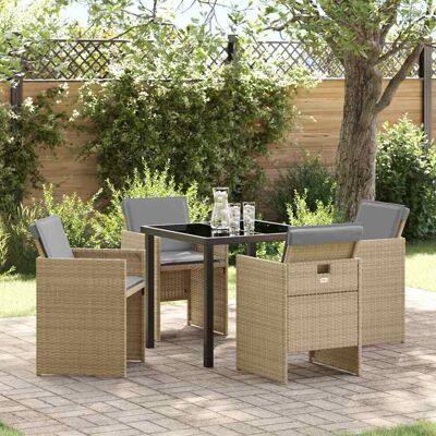 Beige Gartentisch-Set - Rechteckig 4-Sitzer Outdoor-Möbel Beige Gartentisch-Set - Rechteckig 4-Sitzer Outdoor-Möbel