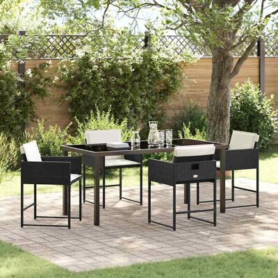 vidaXL - 5‑teiliges Outdoor-Essset - Schwarz - Gartenmöbelset vidaXL - 5‑teiliges Outdoor-Essset - Schwarz - Gartenmöbelset